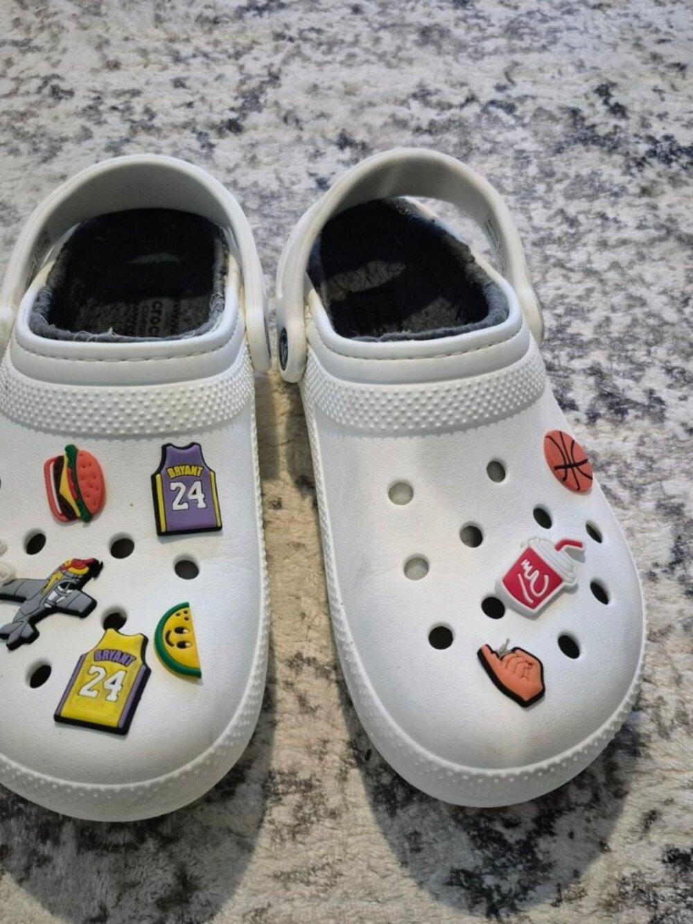 Crocs Classic Lined Clogs White Mens 7 With Charms